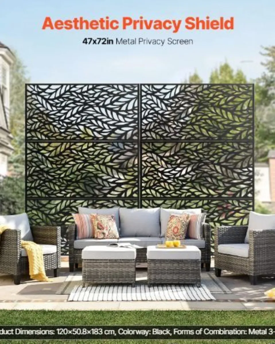 Metal Privacy Screen, 47" W x 72" H, Outdoor - Image 4