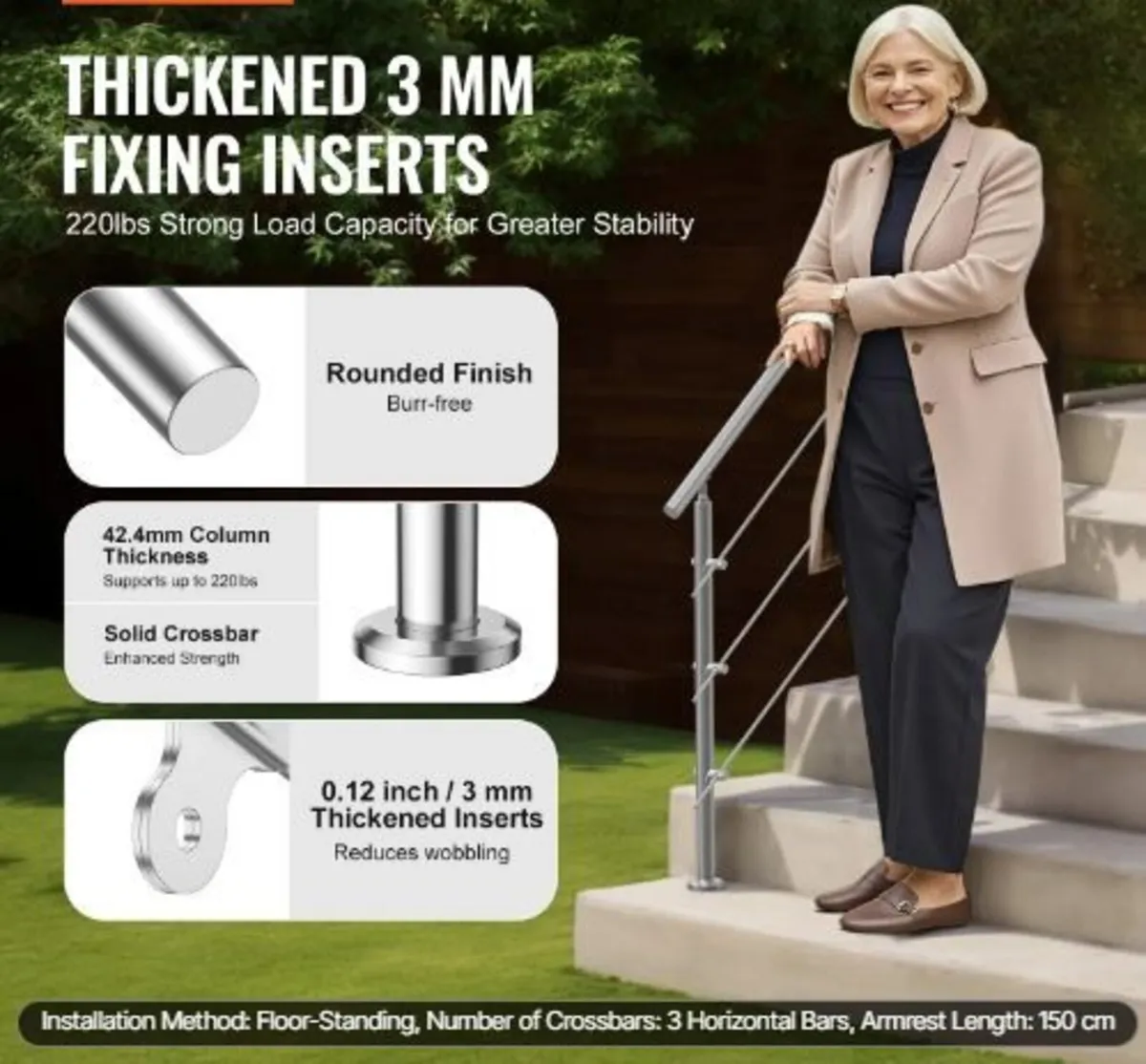 149.9 cm Handrails for Outdoor - Image 2