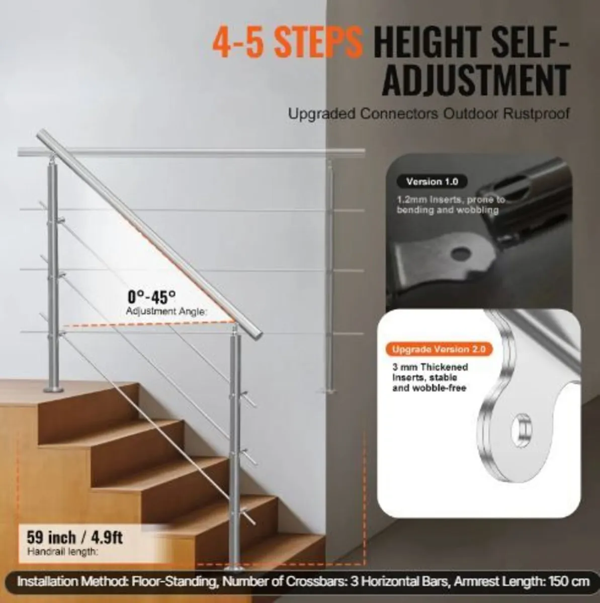 149.9 cm Handrails for Outdoor - Image 4