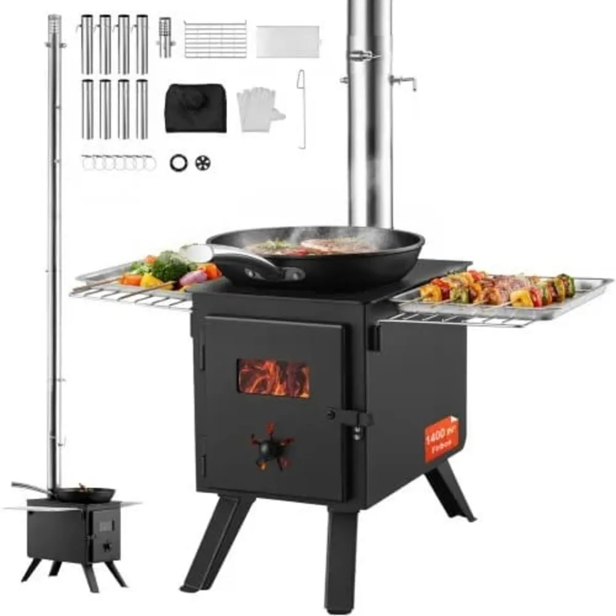 Wood Stove, 218.4 cm, Alloy Steel Camping Tent Sto - Image 1