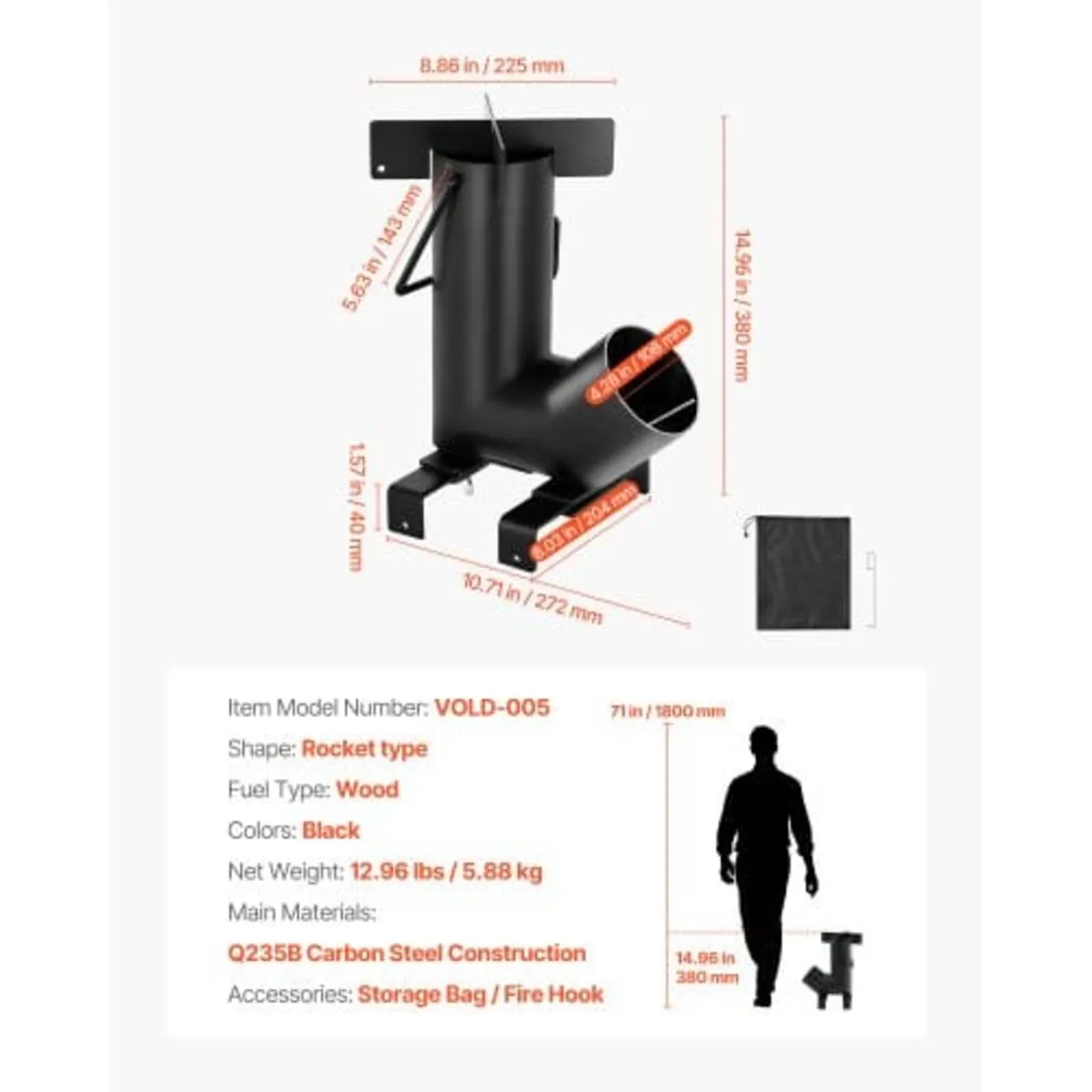 Camping Rocket Stove, Wood Burning Portable Rocket - Image 4