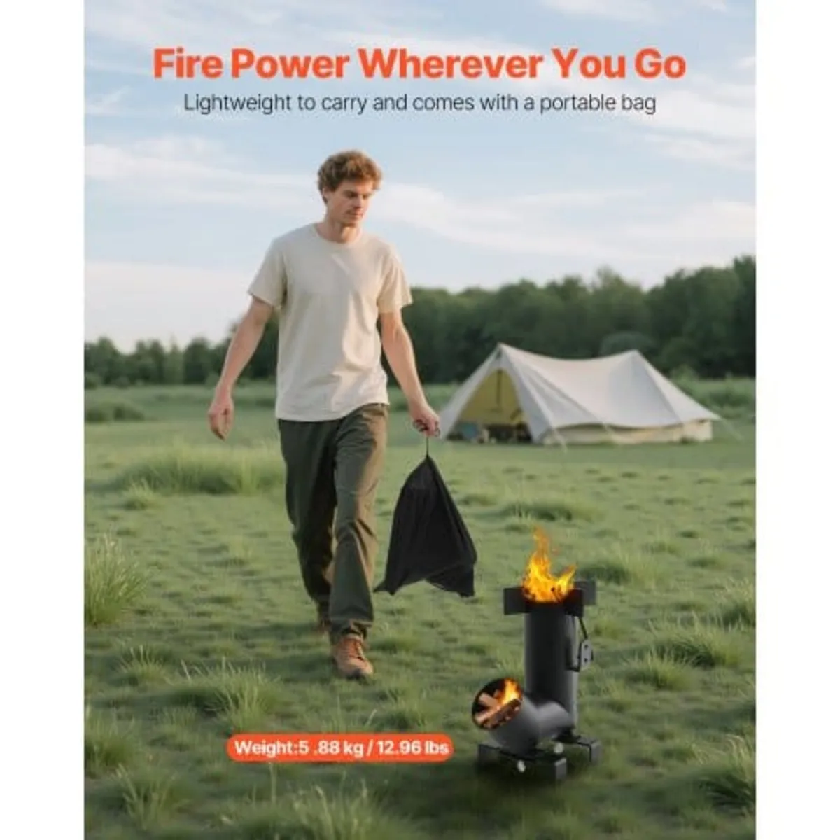 Camping Rocket Stove, Wood Burning Portable Rocket - Image 3