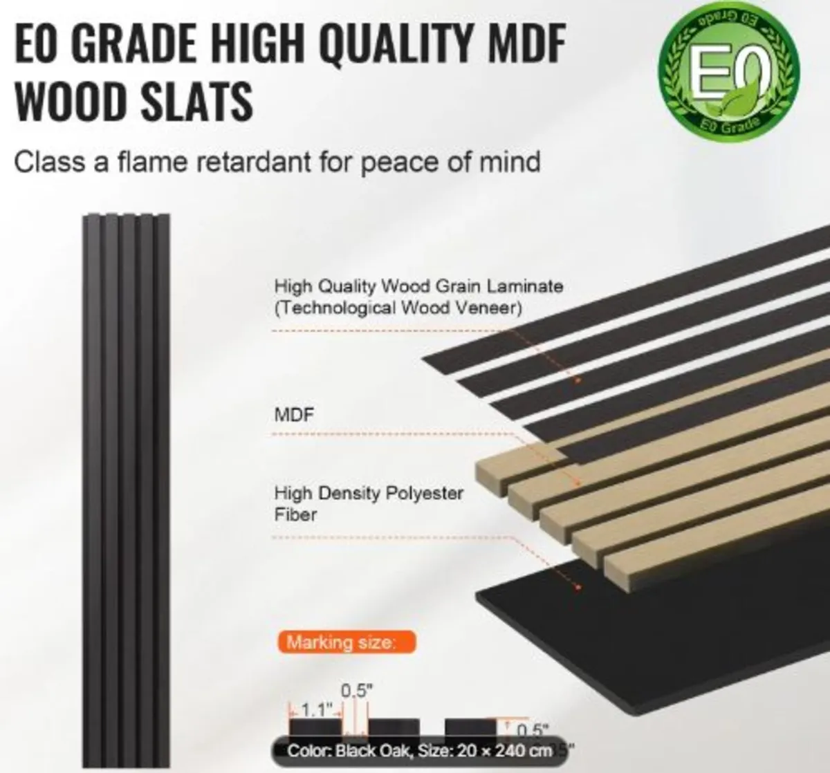 Wood Slat Acoustic Panels, 7.9 x 94.5 inch, MDF - Image 2