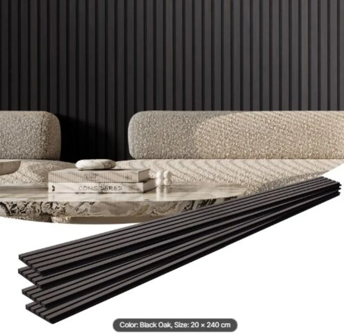 Wood Slat Acoustic Panels, 7.9 x 94.5 inch, MDF - Image 1