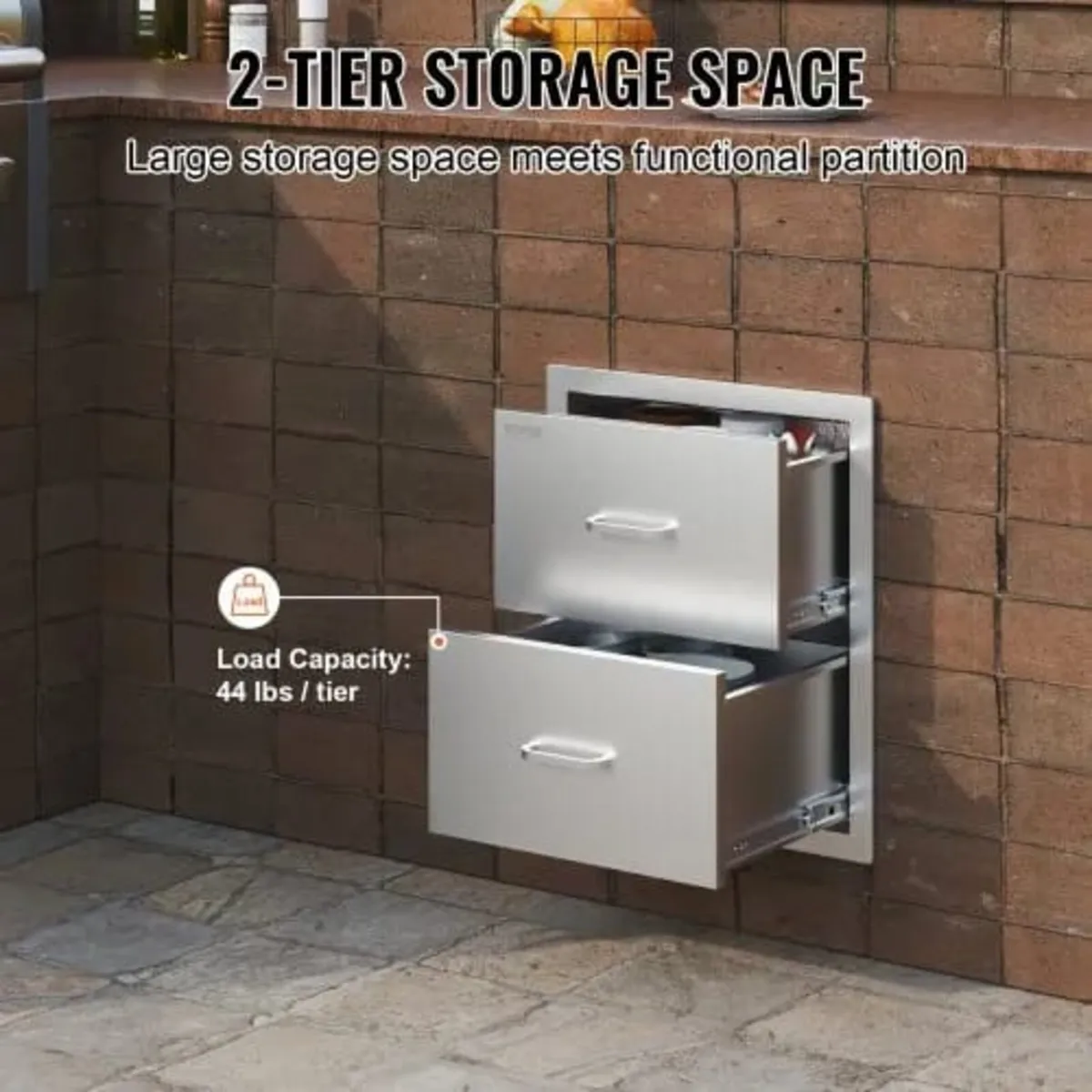 Outdoor Kitchen Drawers 18W x 20.6H x 12.7D Inch, - Image 2