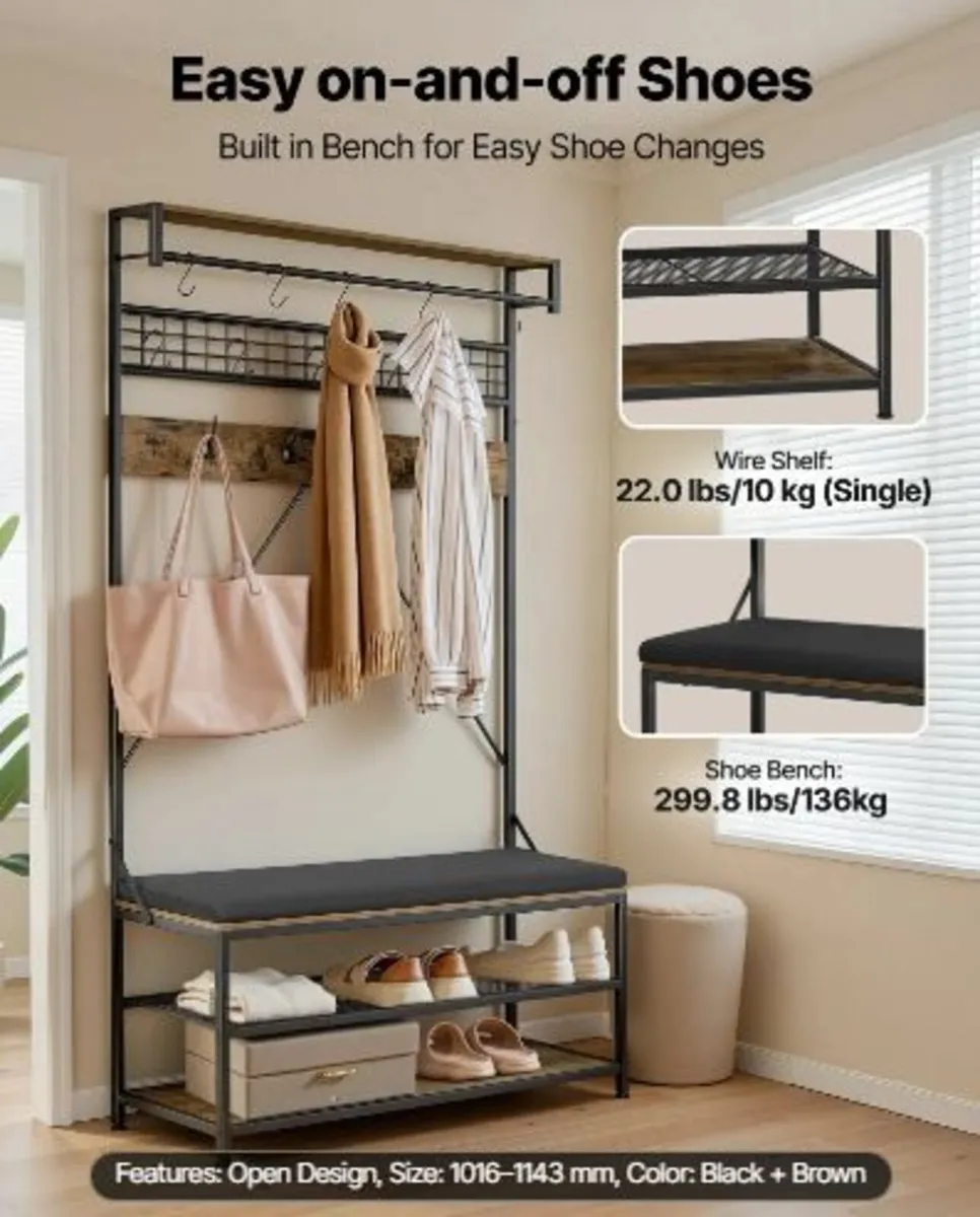 Hall Tree, 1830 mm Coat Rack - Image 2