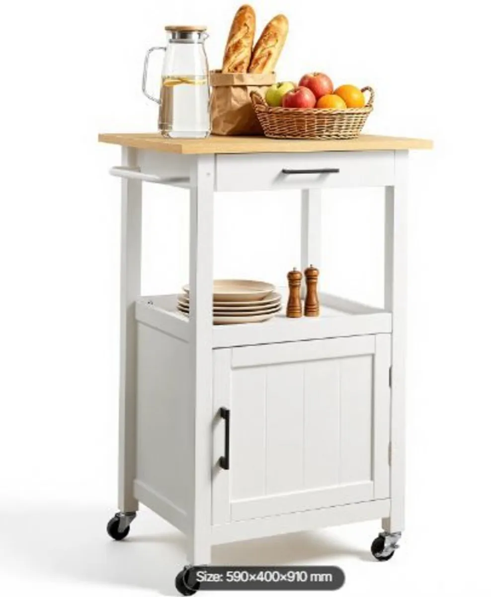 Kitchen Island Cart with Single Door Cabinet - Image 1