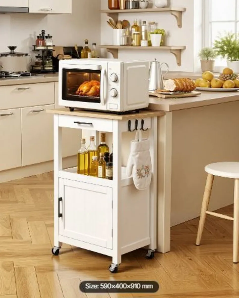 Kitchen Island Cart with Single Door Cabinet - Image 2