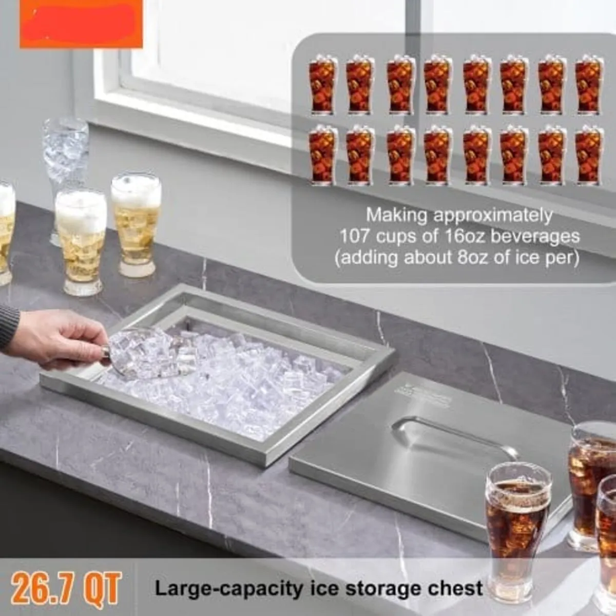 Drop in Ice Chest, 14"L x 12"W x 18"H Stainless St - Image 3