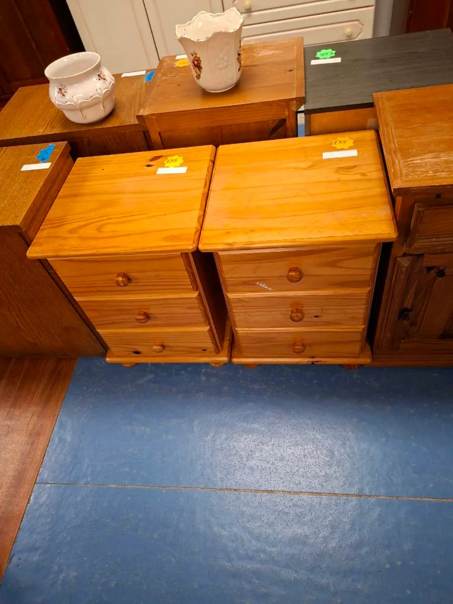 PINE BEDSIDE LOCKER 3 DRAWER X 2 - Image 1