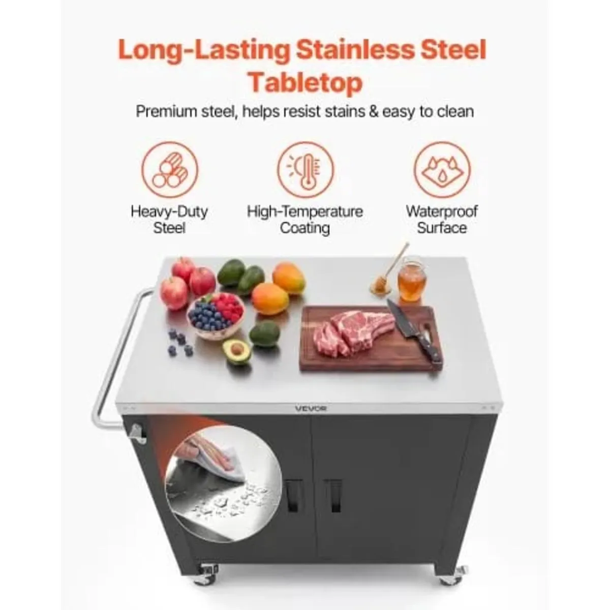 Outdoor Grill Cart with Storage Cabinet, 102 cm Gr - Image 2