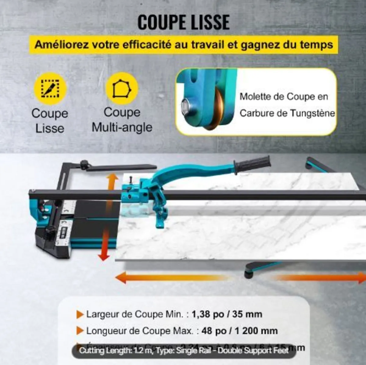 47 Inch Tile Cutter Single Rail Double Brackets - Image 4