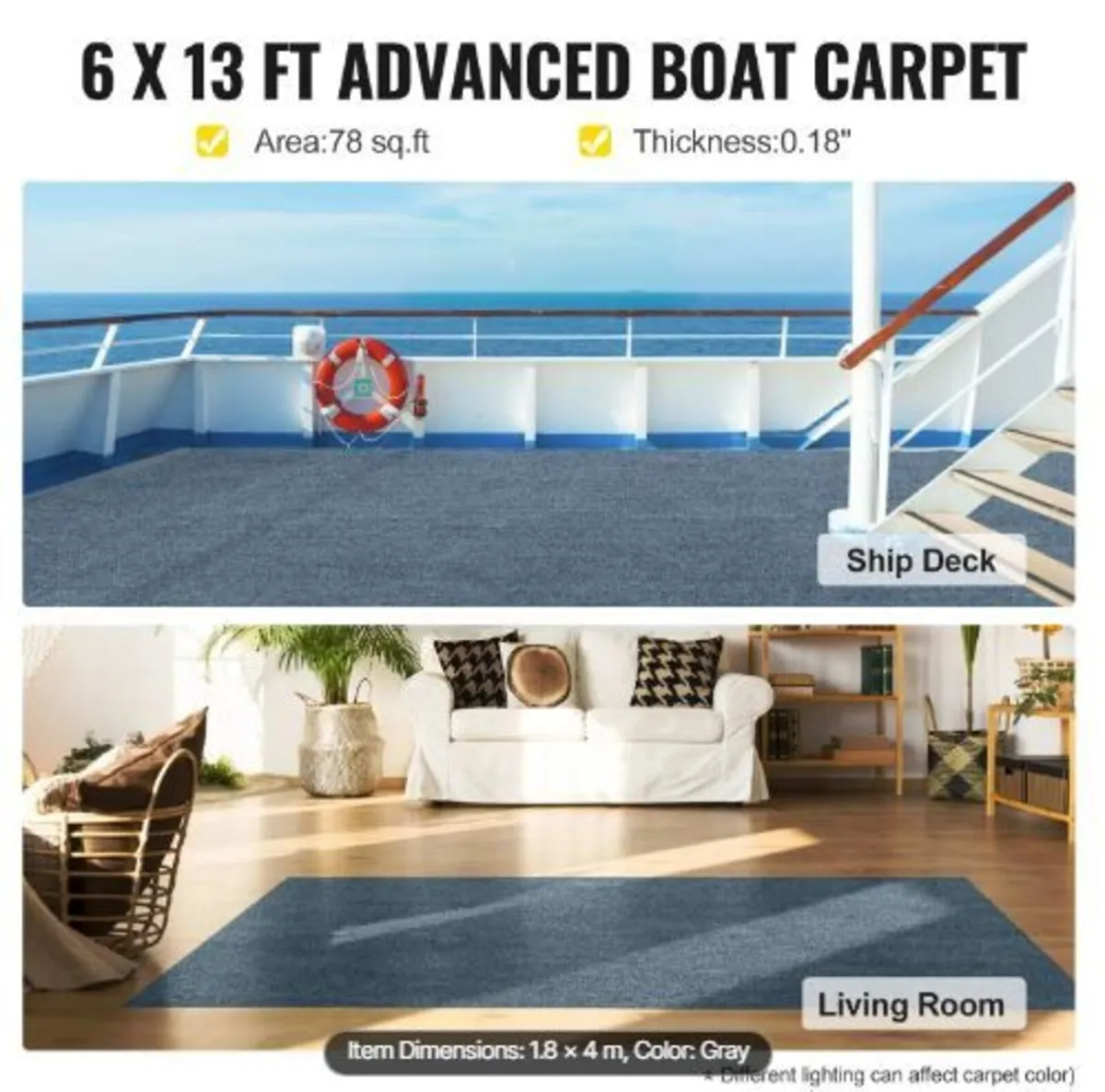 Marine Carpet 182.9x396.2 cm Boat Carpet - Image 2