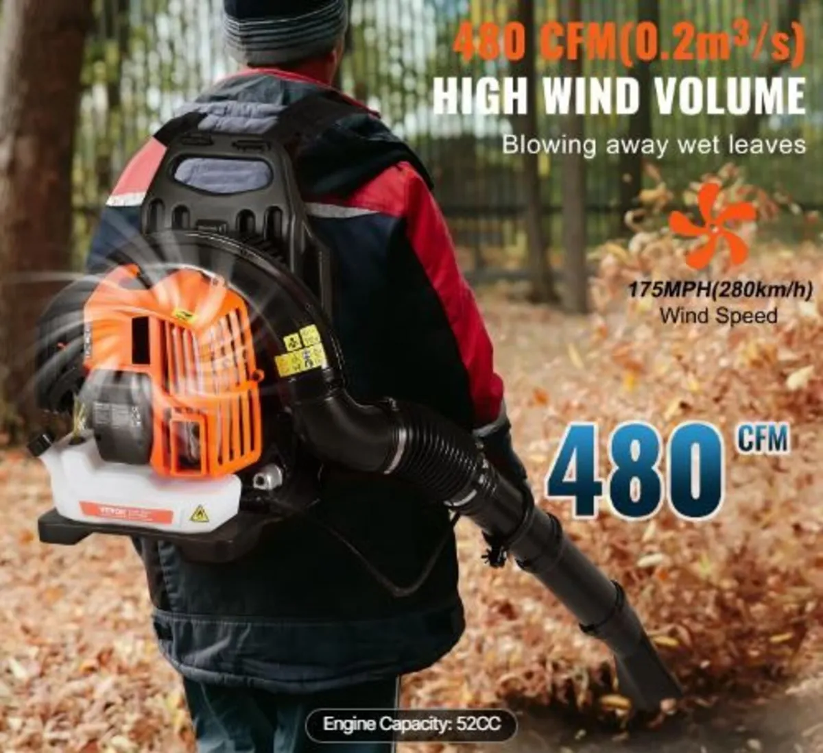 Backpack Leaf Blower, 52CC 2-Cycle - Image 2