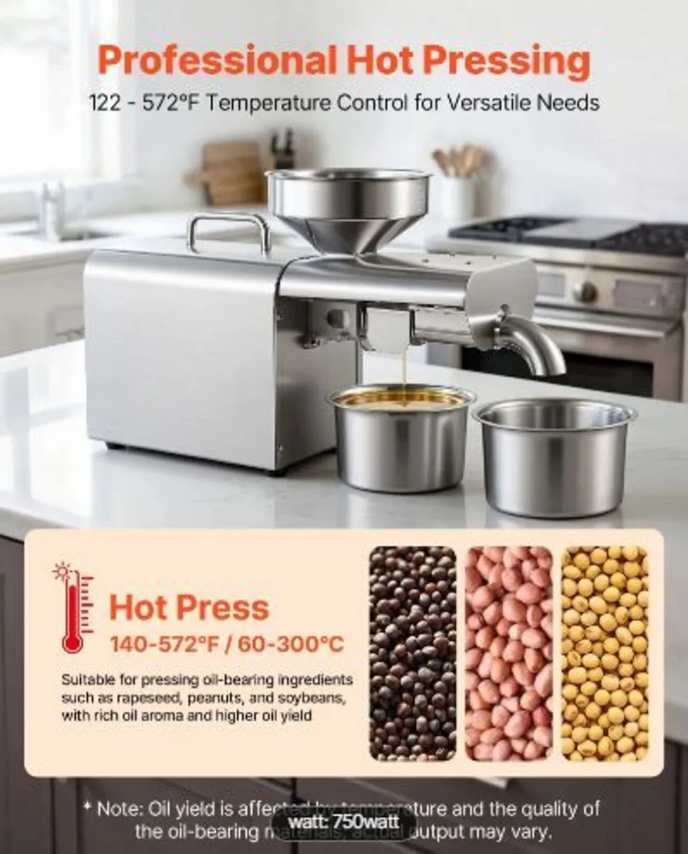 Oil Press Machine, 3.75KG/H Capacity, 750W - Image 1