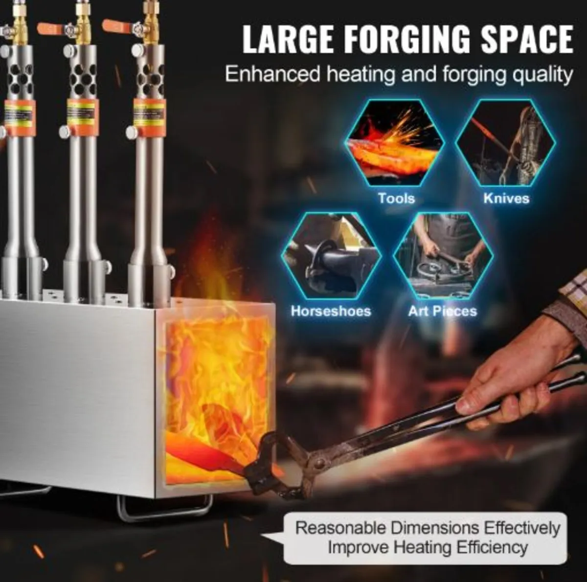 Portable Propane Forge, 3 Burner Farrier Forge, - Image 2