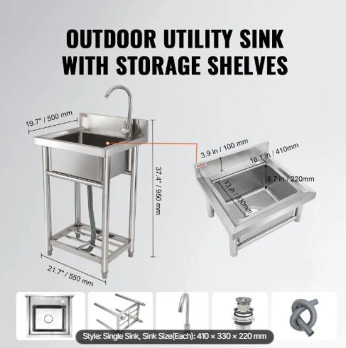 Stainless Steel Utility Sink - Image 2