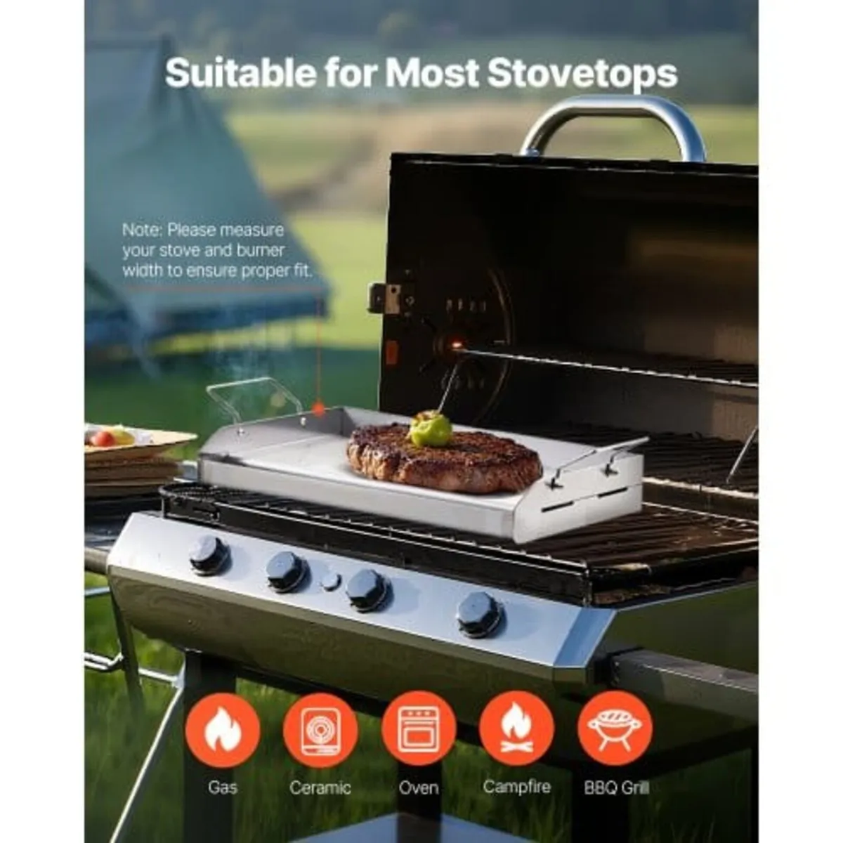 Stainless Steel Griddle, 17x13 inch Universal Flat - Image 3