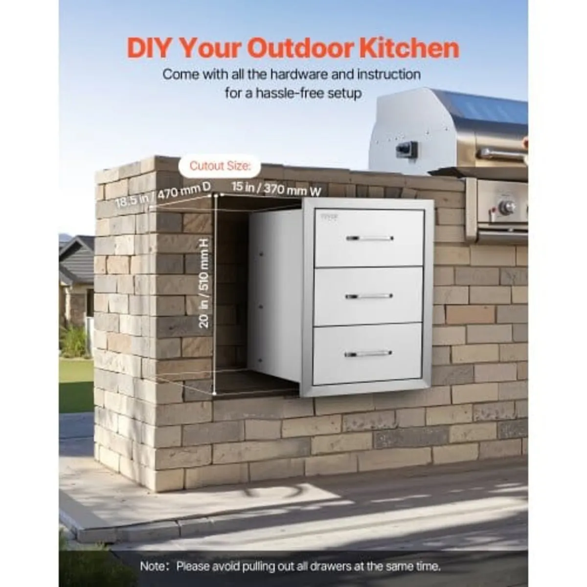 Outdoor Kitchen Drawers 14" W x 20.3" H x 23" D - Image 4