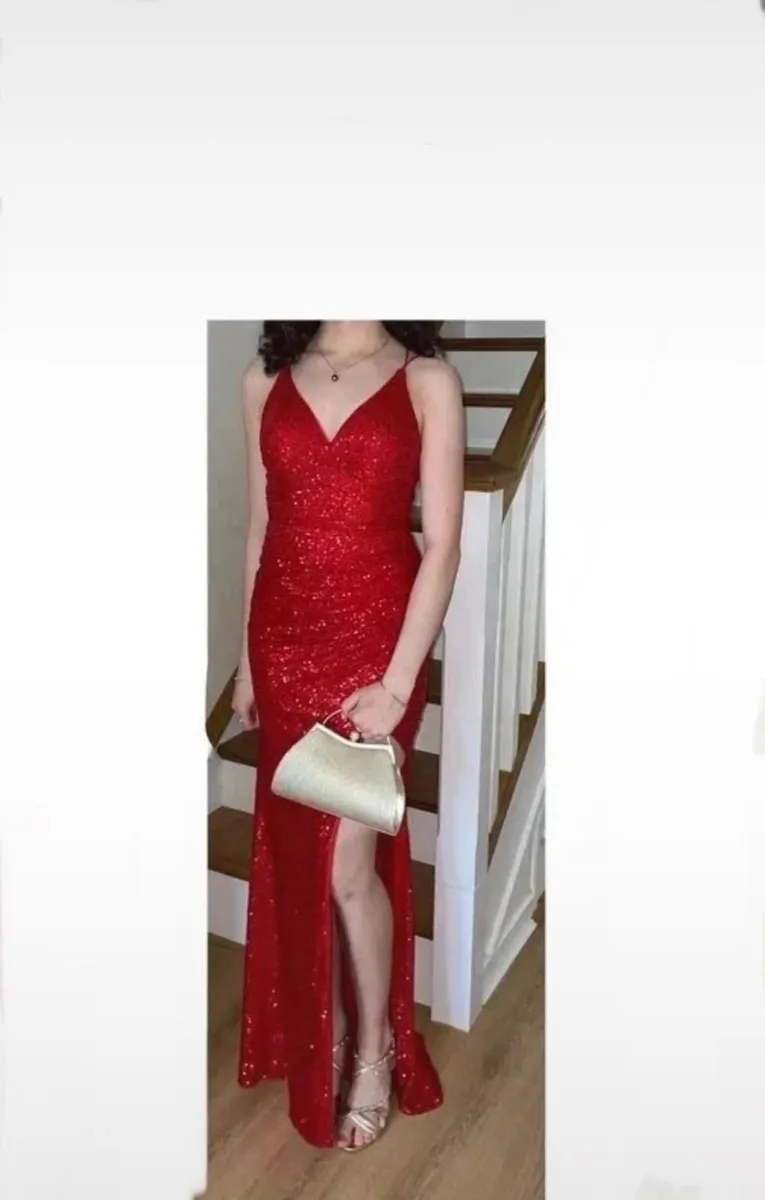 Red sparkly ball dress Size UK 6 - Image 2