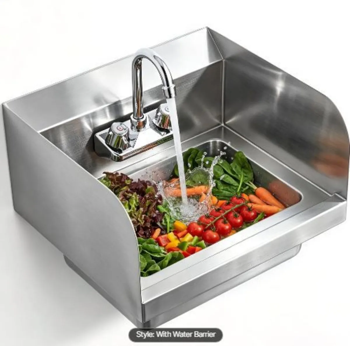 Commercial Hand Sink with Faucet and Side Splash - Image 4