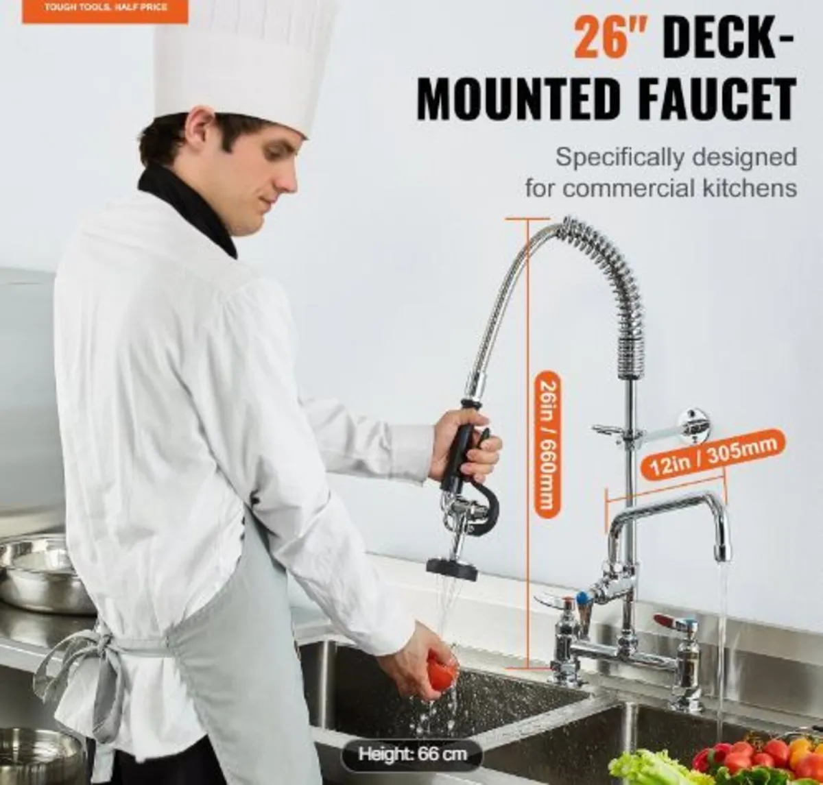 Commercial Faucet with Pre-Rinse Sprayer - Image 3