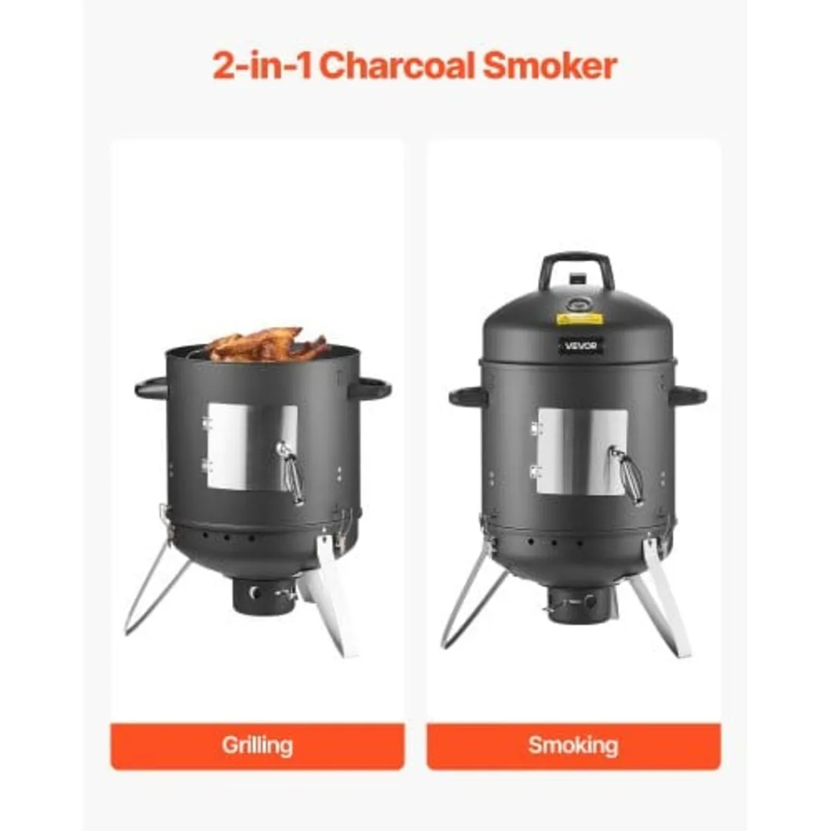 Charcoal Smoker, 406mm Vertical Charcoal BBQ Grill - Image 2