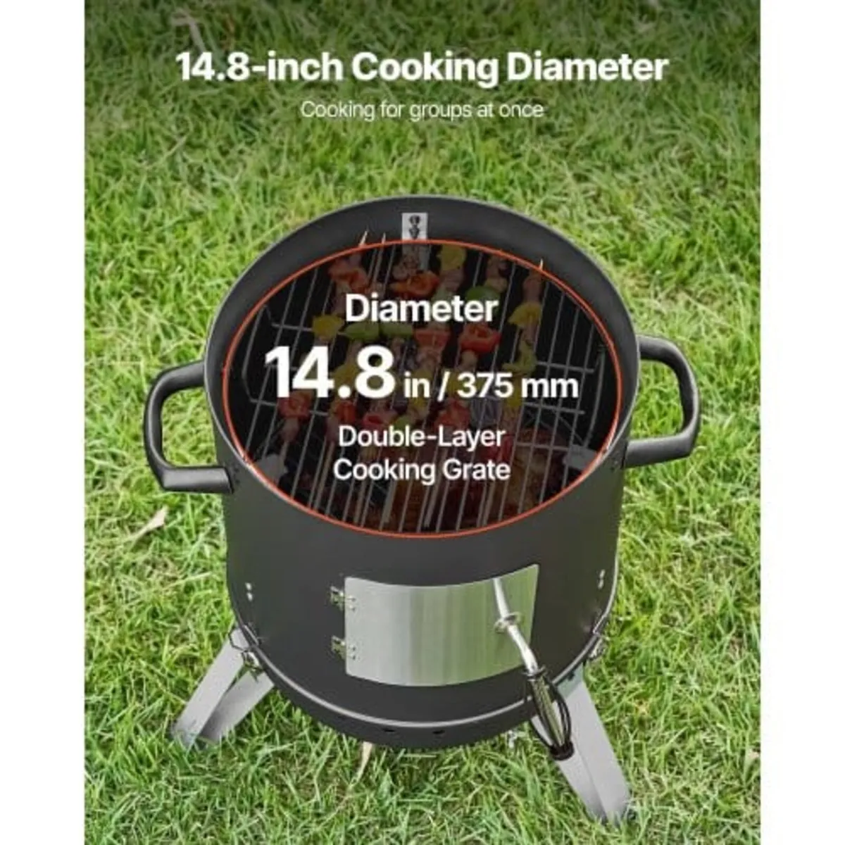 Charcoal Smoker, 406mm Vertical Charcoal BBQ Grill - Image 3