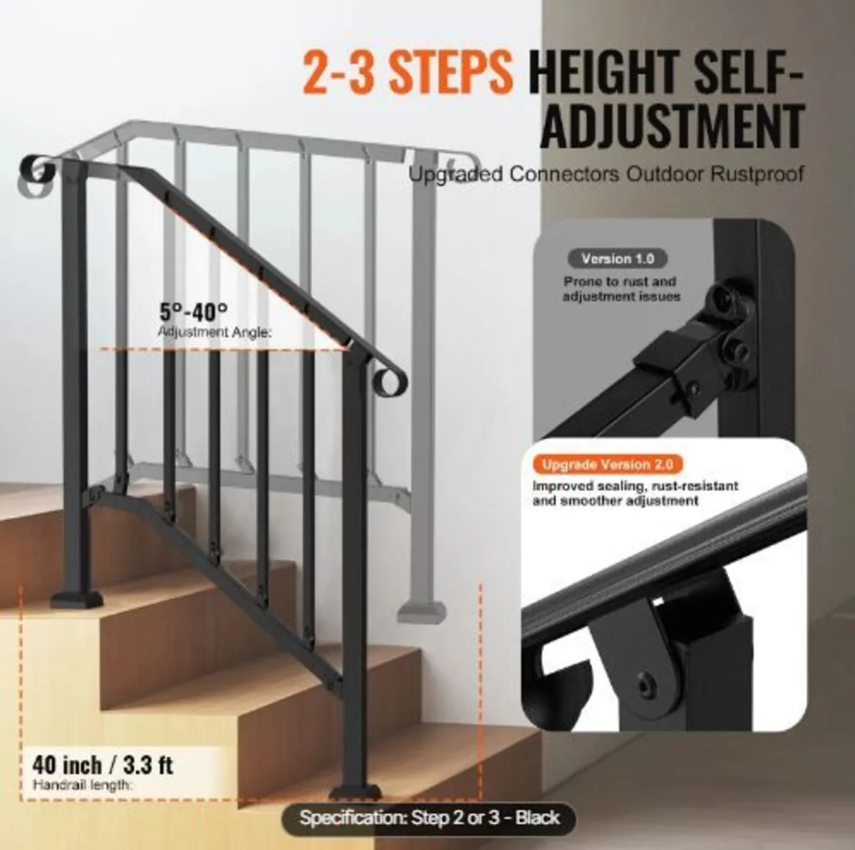 Handrails for Outdoor Steps, 2-3 Step - Image 4