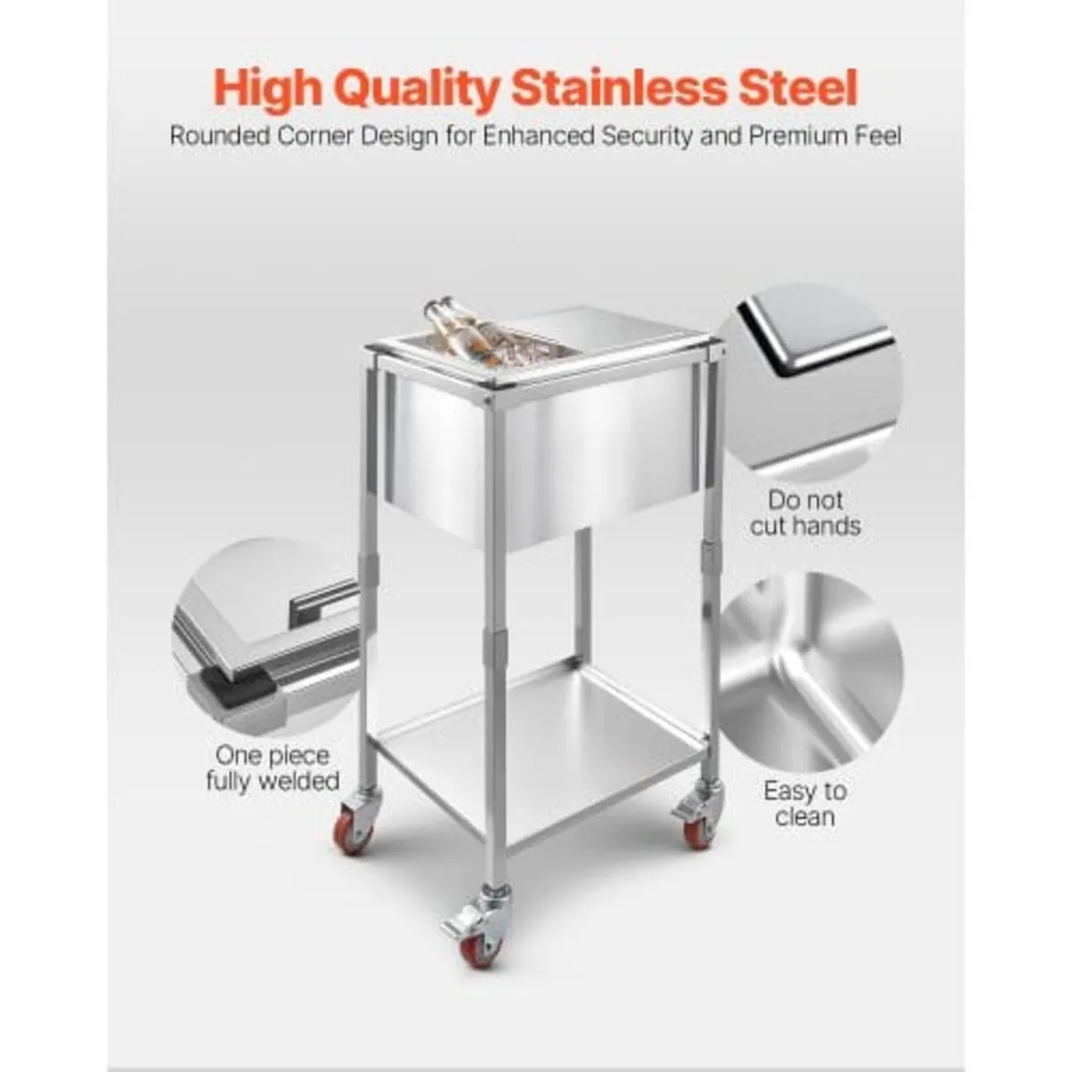 Rolling Ice Chest Cooler Cart, 20"L x 14"W x 38"H - Image 3