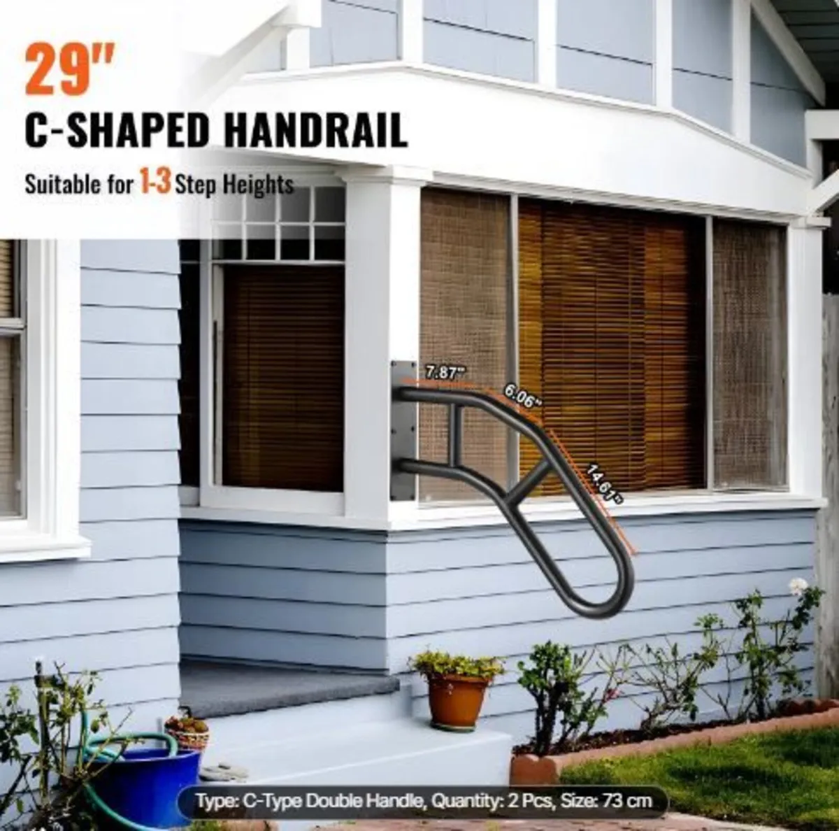 Handrails for Outdoor Steps, 29" Length Wall - Image 2