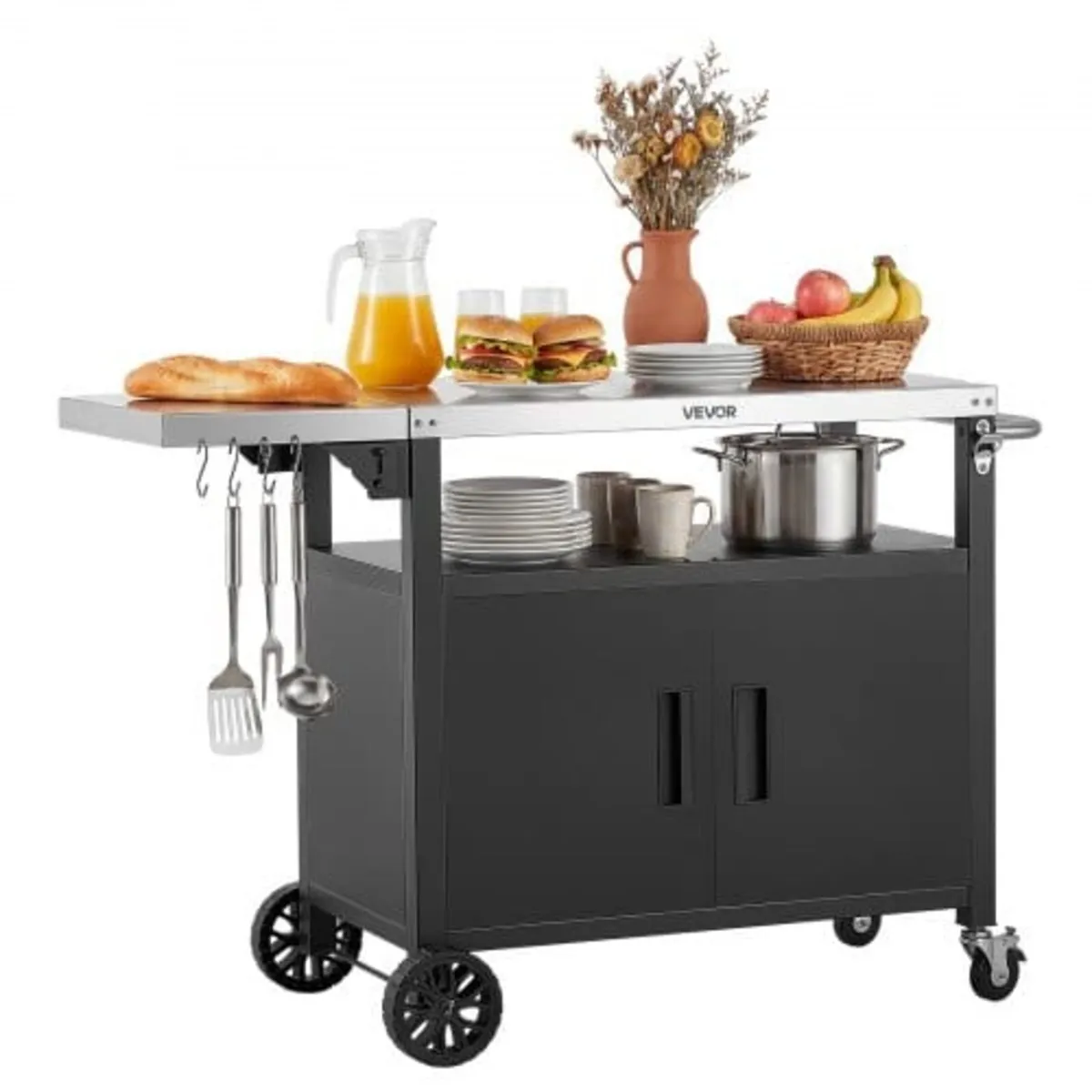 Outdoor Grill Cart with Storage Cabinet, 124 cm Gr - Image 1