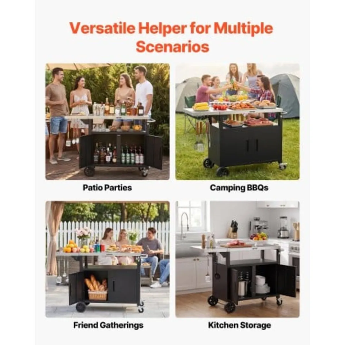 Outdoor Grill Cart with Storage Cabinet, 124 cm Gr - Image 4