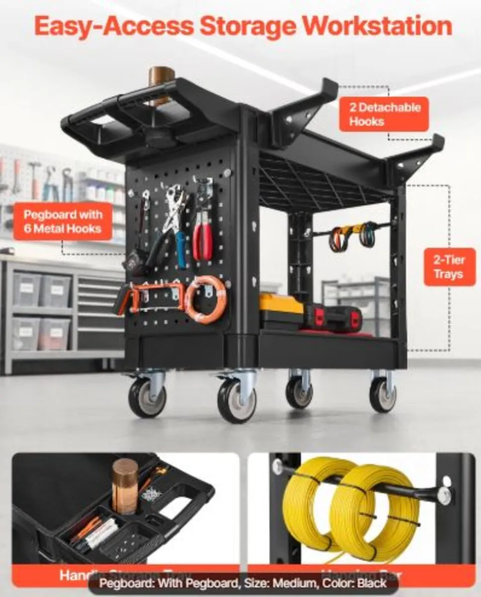 Utility Cart, 250 kg Capacity, 2 Tier Service Car - Image 3