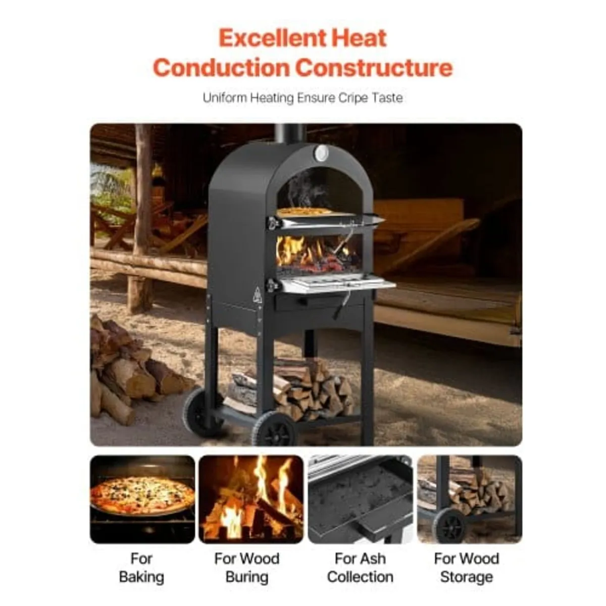 Outdoor Pizza Oven, 12" Pellet Fire Ovens, 2-Layer - Image 2