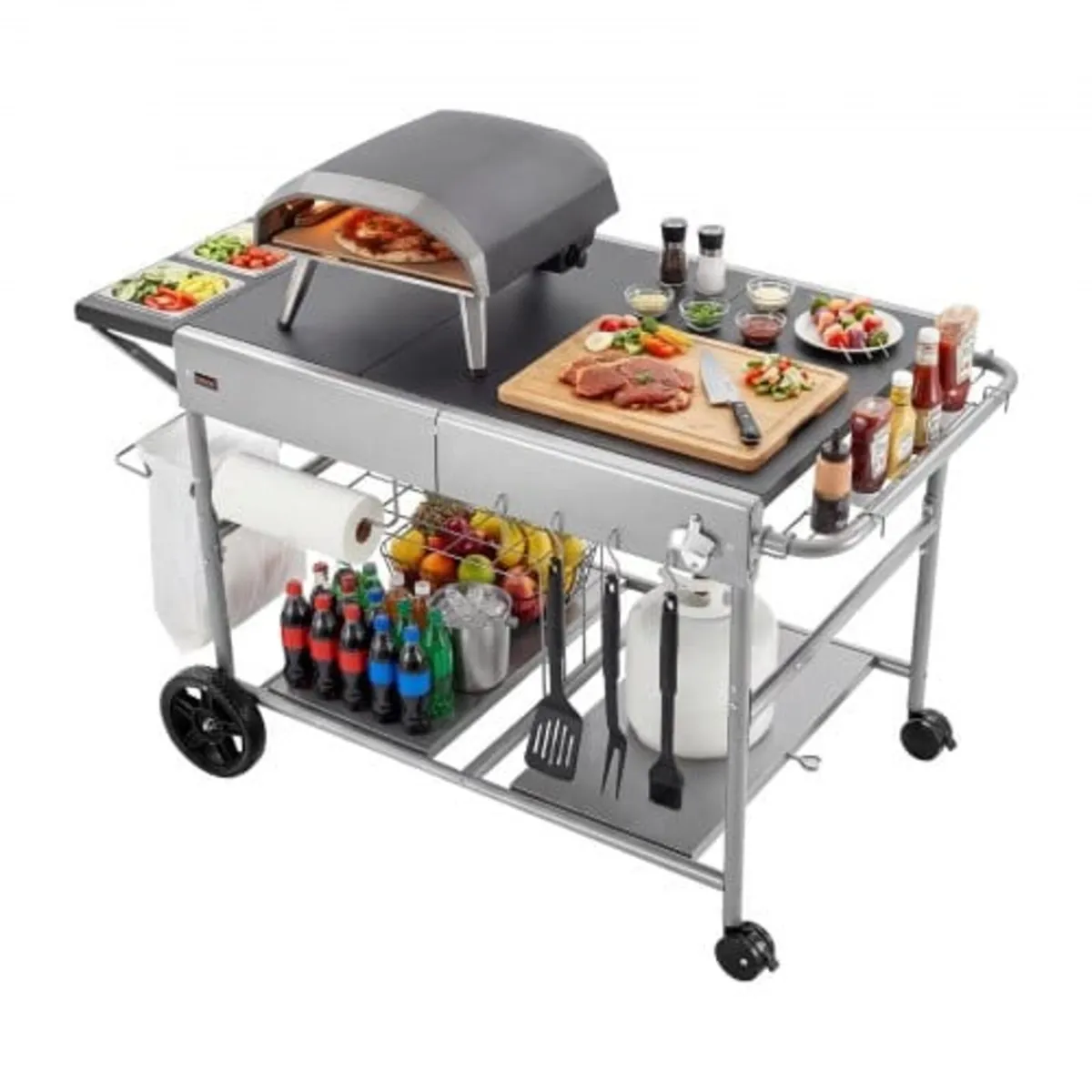 Outdoor Grill Cart, Grilling Table, Movable Outdoo - Image 1