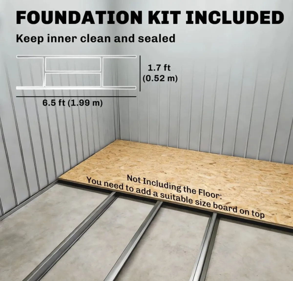 7ft x 4ft Metal Garden Shed with Foundation Frame - Image 4