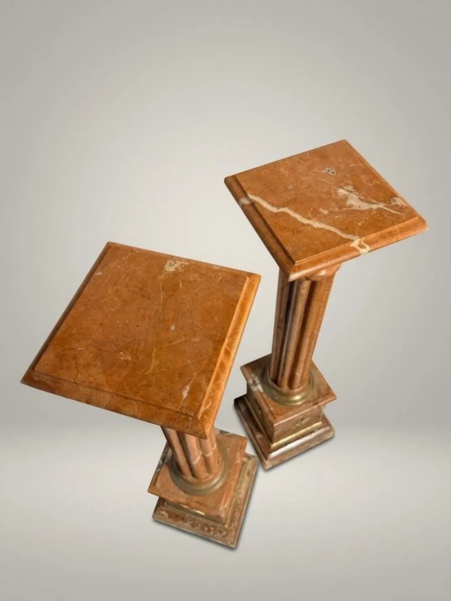 Pair of Neoclassical Style Veined Marble Columns - Image 2