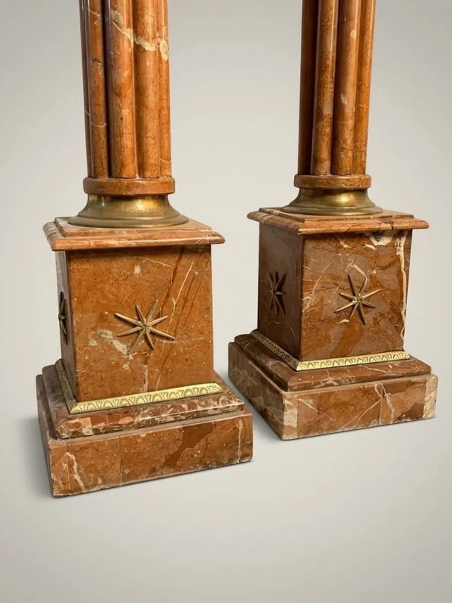 Pair of Neoclassical Style Veined Marble Columns - Image 3