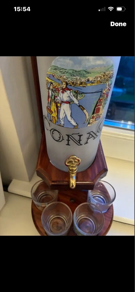 Very Rare Vintage Conac Timber & Glass Decanter Se - Image 2