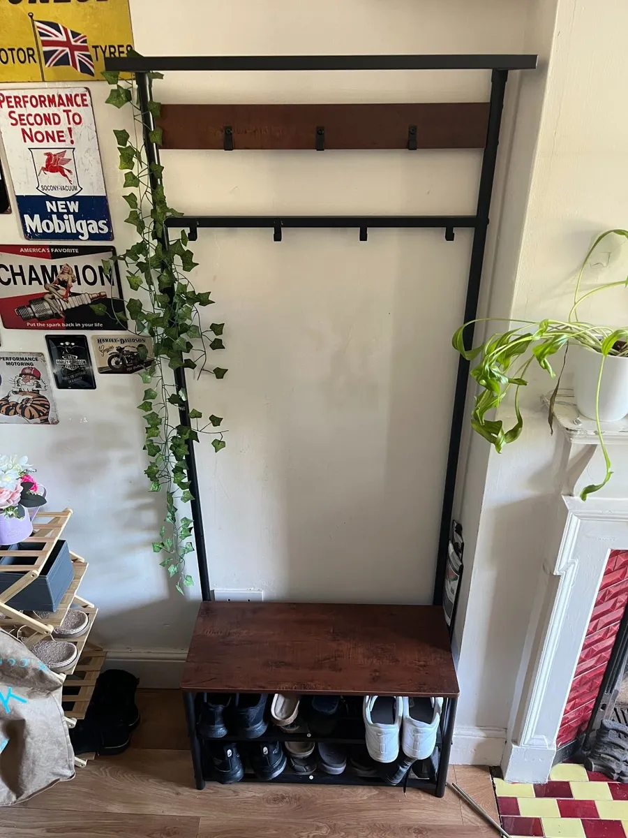 Coat Rack with Shoe Bench (Hall Tree)