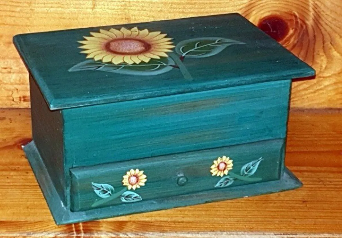 Vintage Country Chic Hand-Painted Wooden Chest - Image 1
