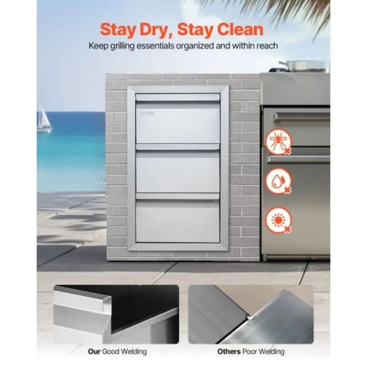 201 Stainless Steel Triple Access Drawer Outdoor K - Image 2