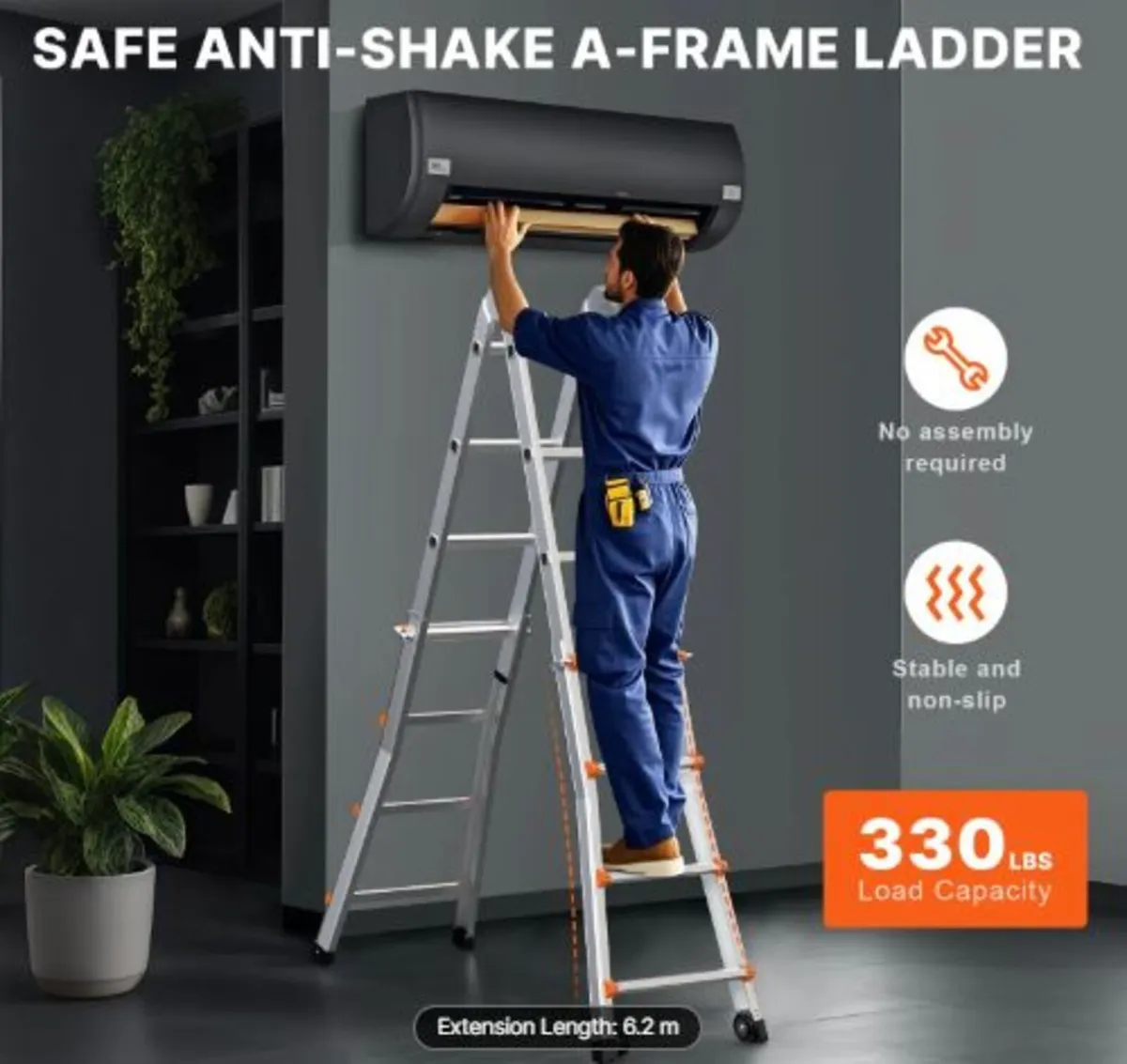 Telescoping Ladder A Frame,20.5 FT Compact Aluminu - Image 2
