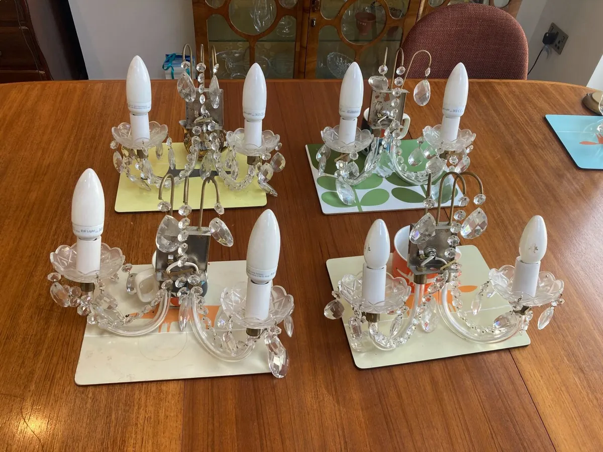 Vintage Glass Wall Lights x 4 - Image 1