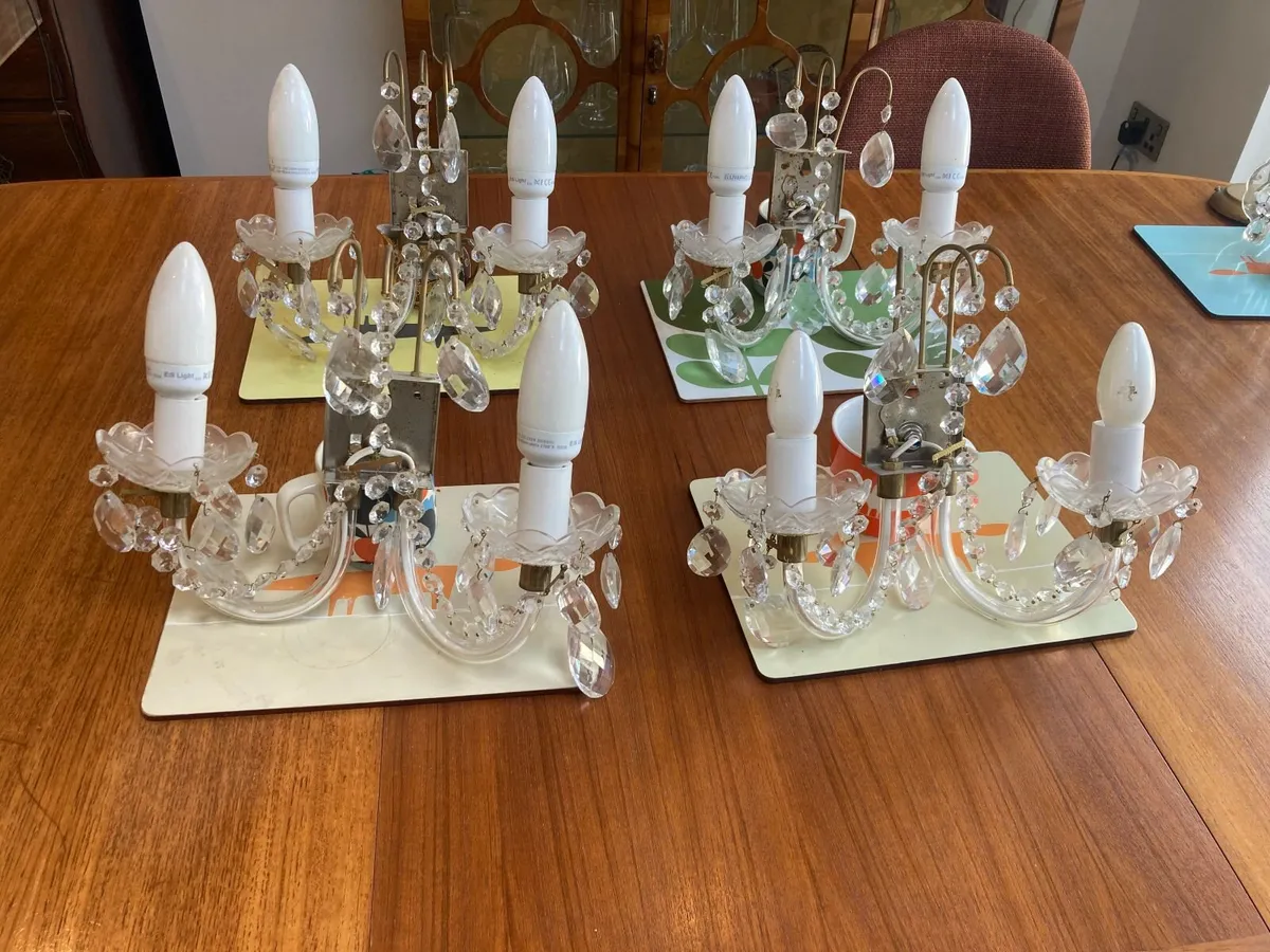Vintage Glass Wall Lights x 4 - Image 2