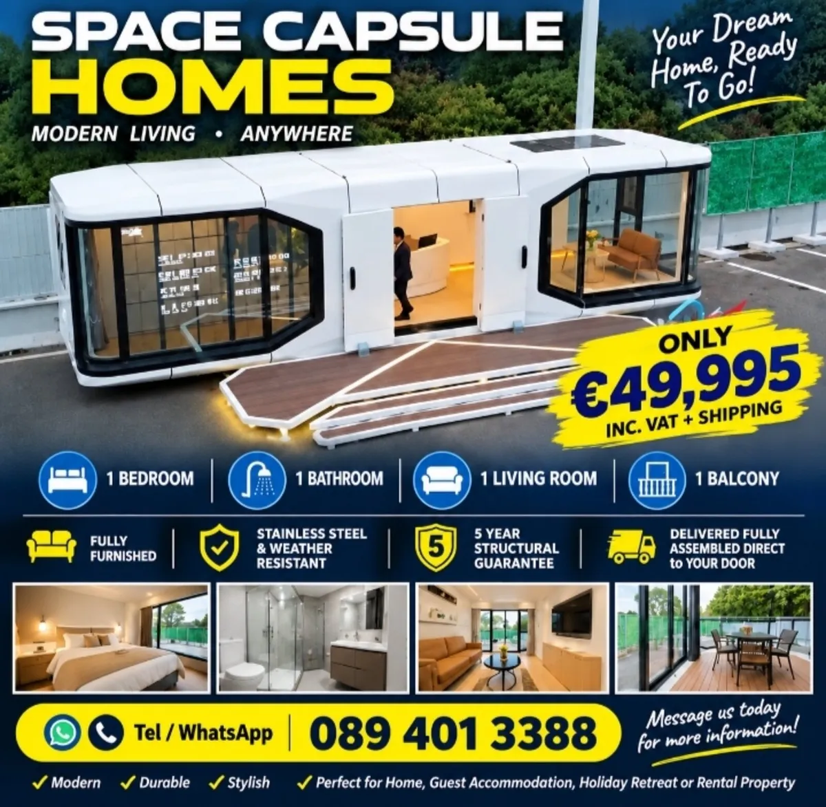 1 Bedroom, 1 Bathroom Space Capsule Homes - Image 1