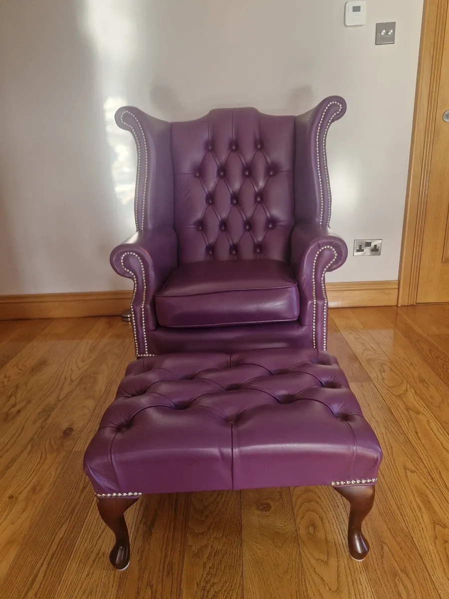 Chesterfield chair and footstool - Image 1