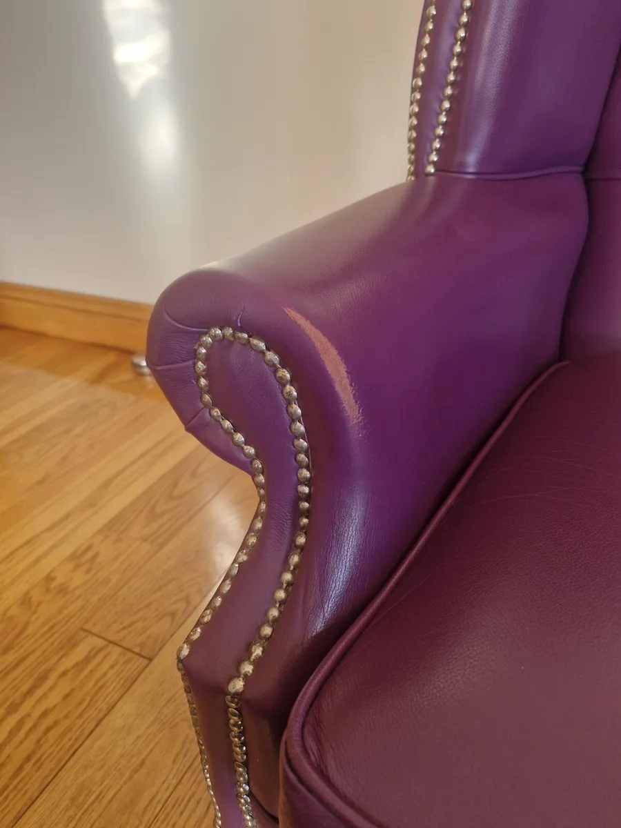 Chesterfield chair and footstool - Image 2
