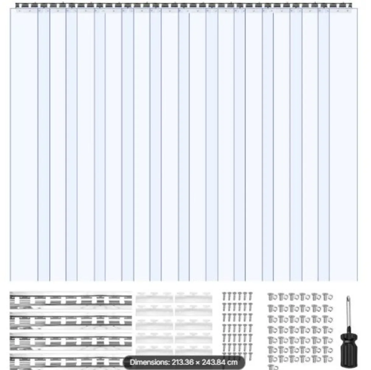 Clear PVC Strip Curtain, 2.4m Height x 2.1m Width - Image 1